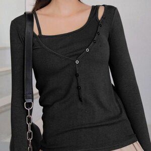 2 in 1 black button down long sleeve